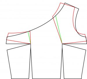 patron de un escote con pinzas rectificativas