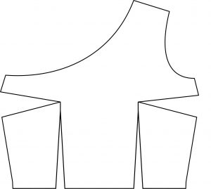 patron asimetrico con pinzas de pecho y talle