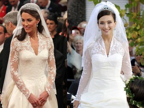 Kate Middleton en su boda con un escote mixto